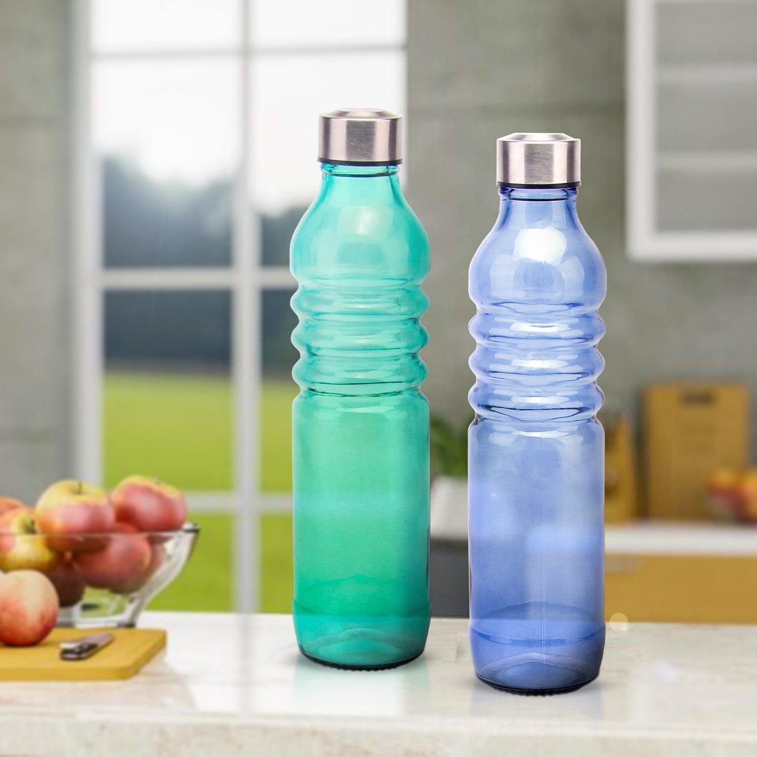 Red Butler Bottles Coloured Glass Bottle 750ml | 2pcs Set | Green & Blue DGBT75A3 Redbutler