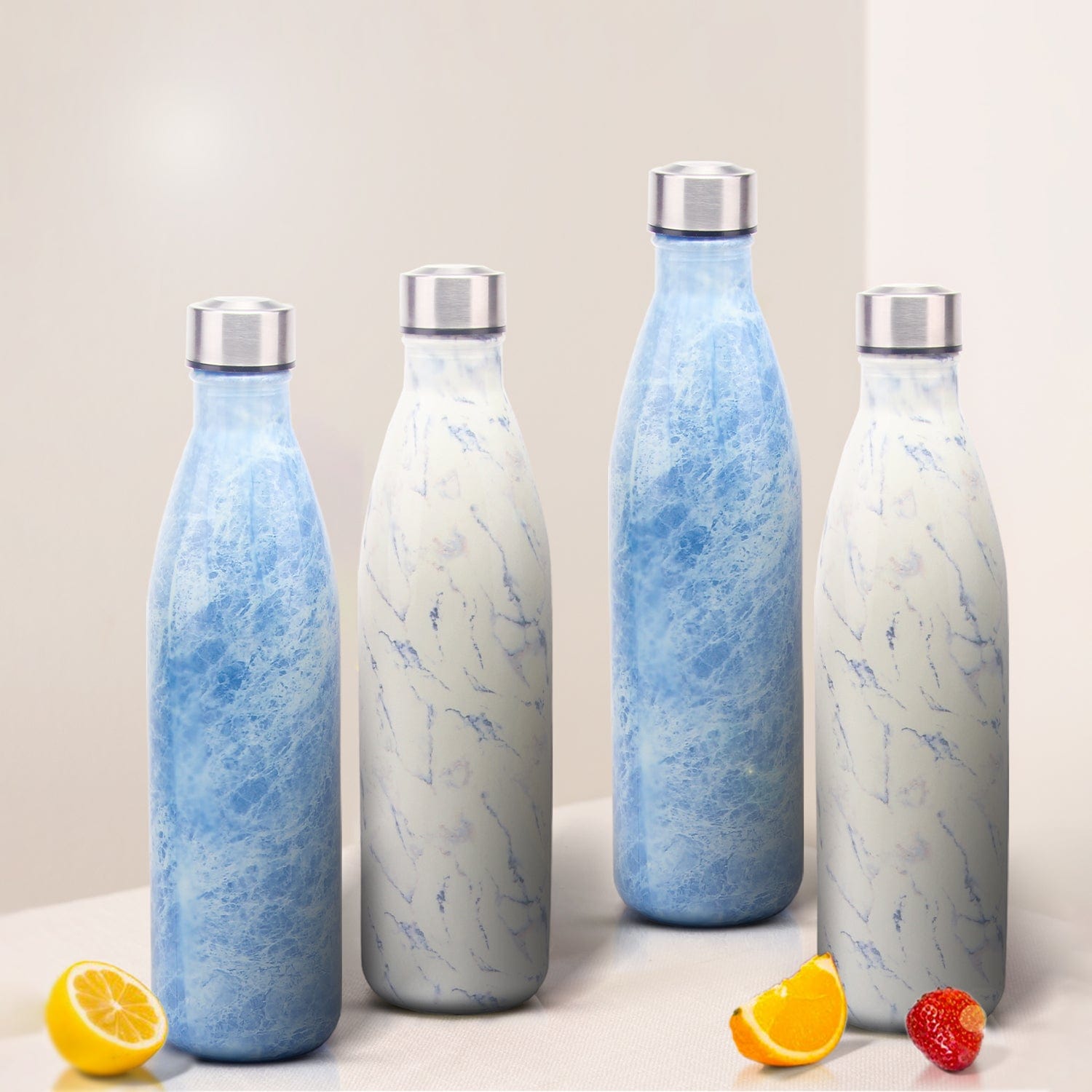 Red Butler Bottles Decorative Glass Bottle 1000ml | 4pcs Set | White & Blue QGBF10A3 Redbutler