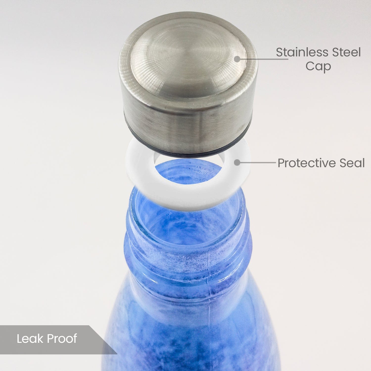 Red Butler Bottles Decorative Glass Bottle 750ml | 4pcs Set | White & Blue QGBF75A1 Redbutler