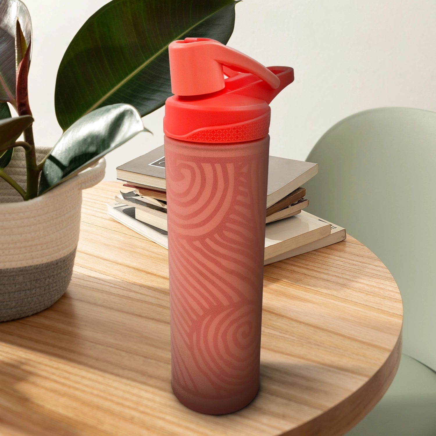 Red Butler Bottles Glass Silicone Bottle - Red KBSG00B60Y19A1 BSG60A1 Sleek Glass Silicon Bottle: Stylish & Leak-Proof Hydration Redbutler