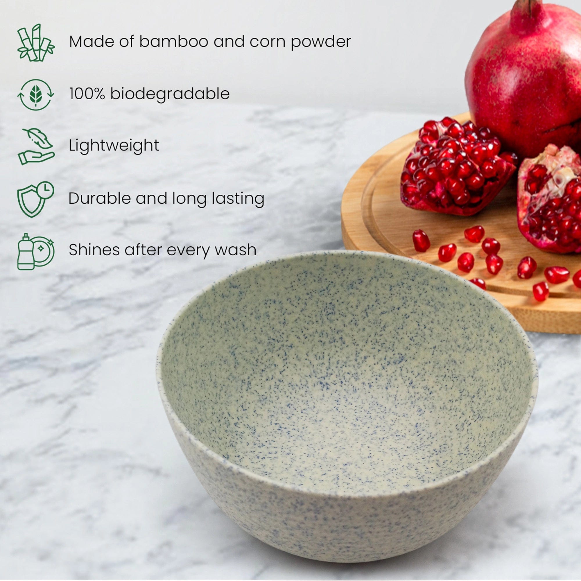 Red Butler Bowls Bamboo Fibre Multipurpose Bowl 5.5 inches | 2pcs Set | Stonewash Design BFBR5A6 Daily-Use Eco-Friendly Bamboo Fiber Bowl: Stylish & Sustainable Redbutler