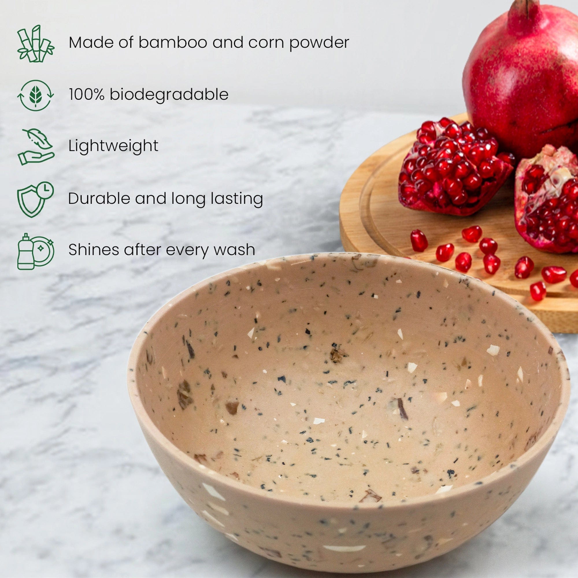 Red Butler Bowls Bamboo Fibre Multipurpose Bowl 5.5 inches | 2pcs Set | Walnut Design BFB05A9 Daily-Use Eco-Friendly Bamboo Fiber Bowl: Stylish & Sustainable Redbutler