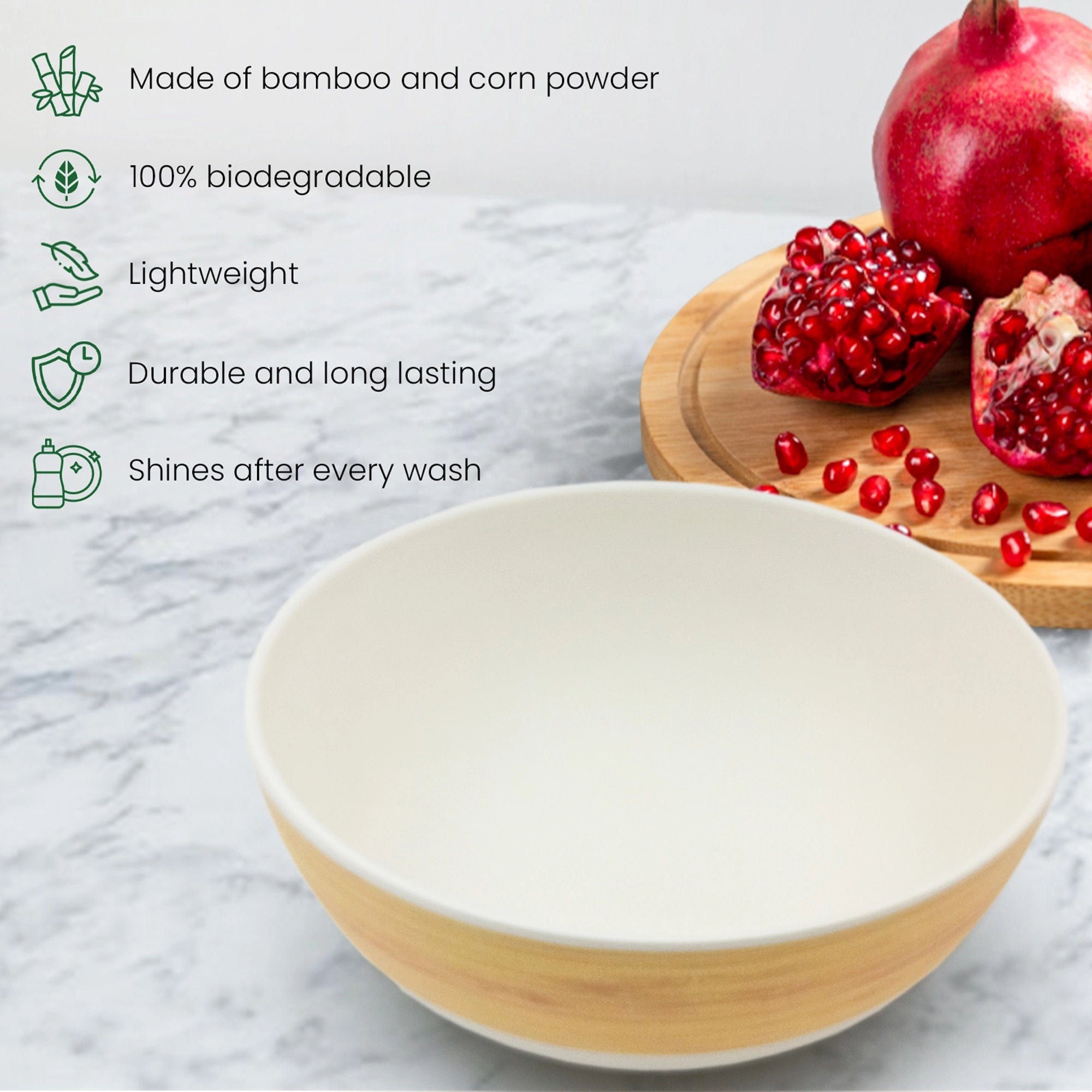 Red Butler Bowls Bamboo Fibre Multipurpose Bowl 5.5 inches | 2pcs Set | Wooden Design BFB05A4 Daily-Use Eco-Friendly Bamboo Fiber Bowl: Stylish & Sustainable Redbutler