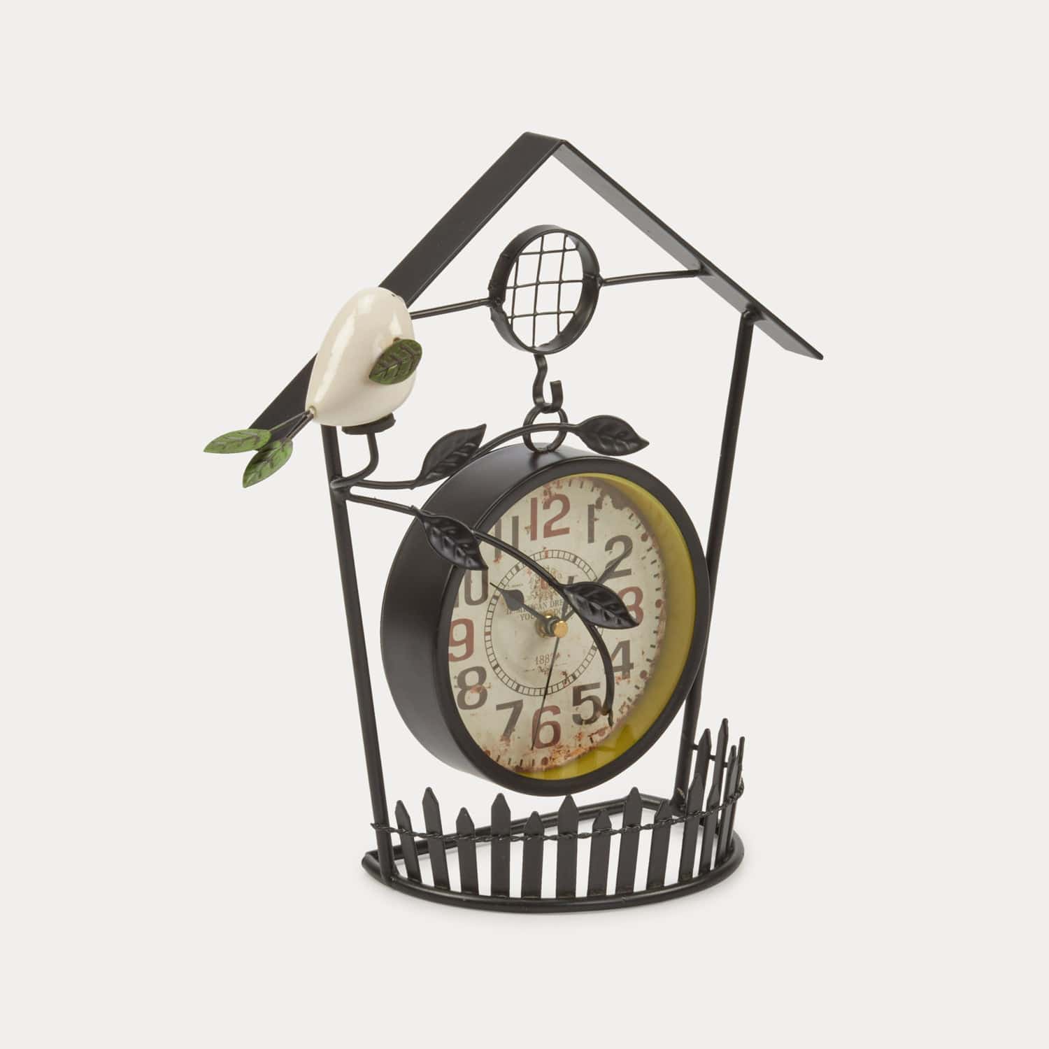 Red Butler Clock Bird on a Clock DUBR13A1 Whimsical Bird's Nest Clock – Unique Hanging Table Clock Redbutler