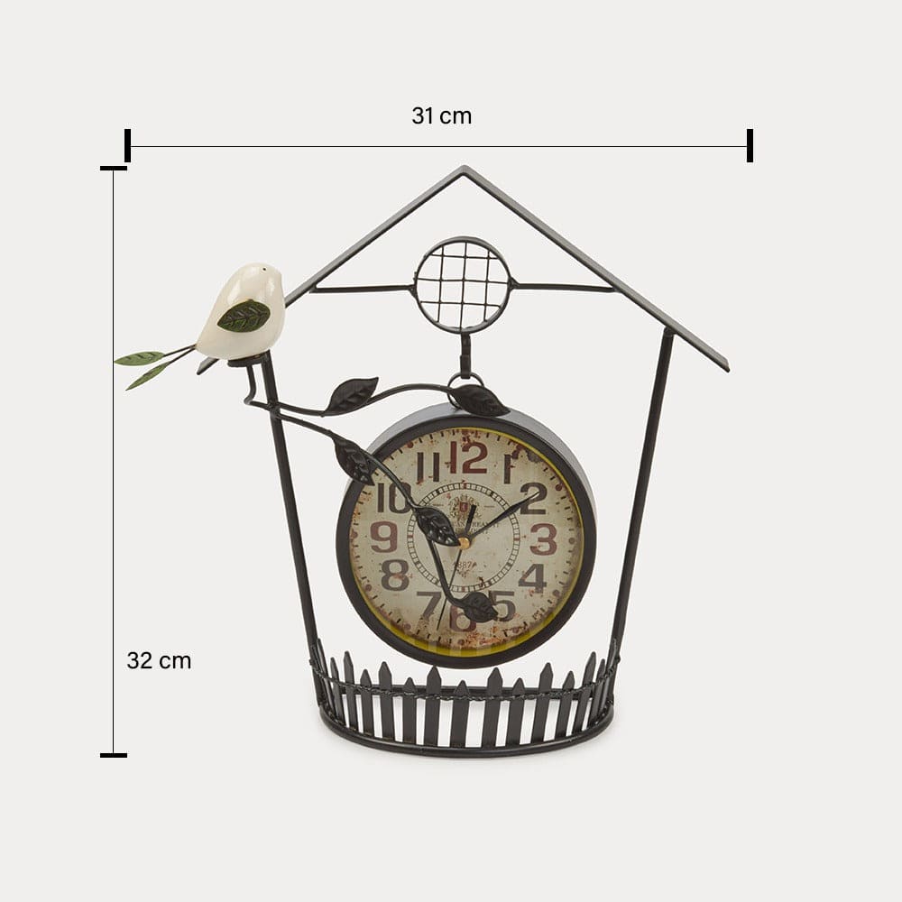 Red Butler Clock Bird on a Clock DUBR13A1 Whimsical Bird's Nest Clock – Unique Hanging Table Clock Redbutler