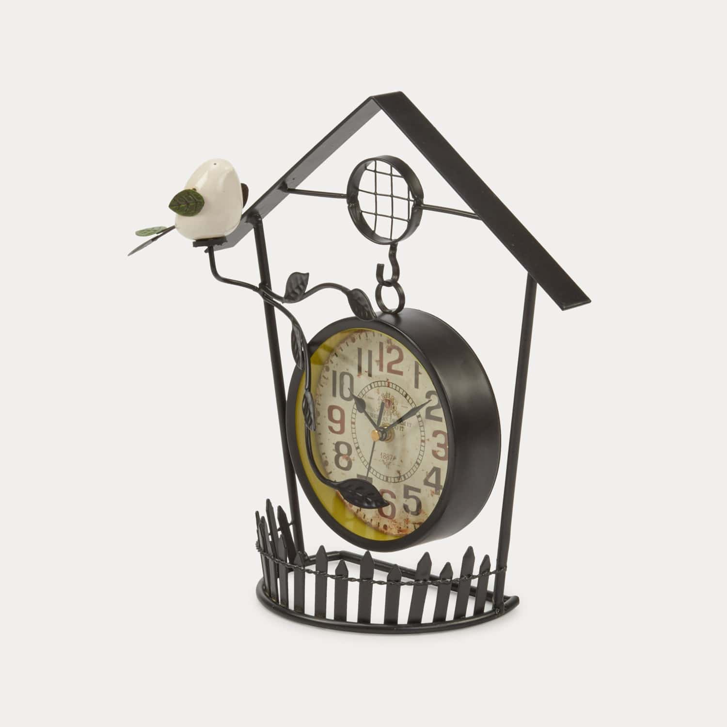 Red Butler Clock Bird on a Clock DUBR13A1 Whimsical Bird's Nest Clock – Unique Hanging Table Clock Redbutler