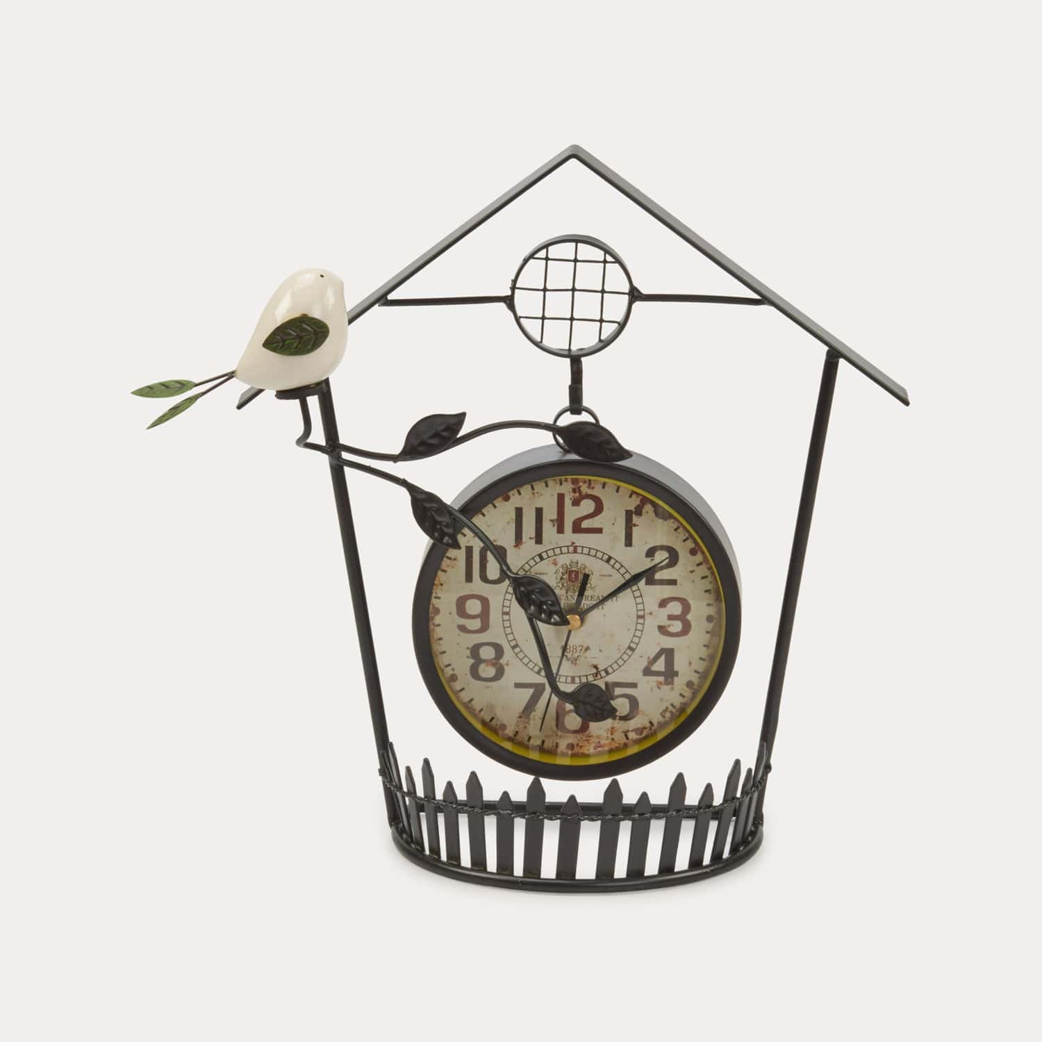 Red Butler Clock Bird on a Clock DUBR13A1 Whimsical Bird's Nest Clock – Unique Hanging Table Clock Redbutler