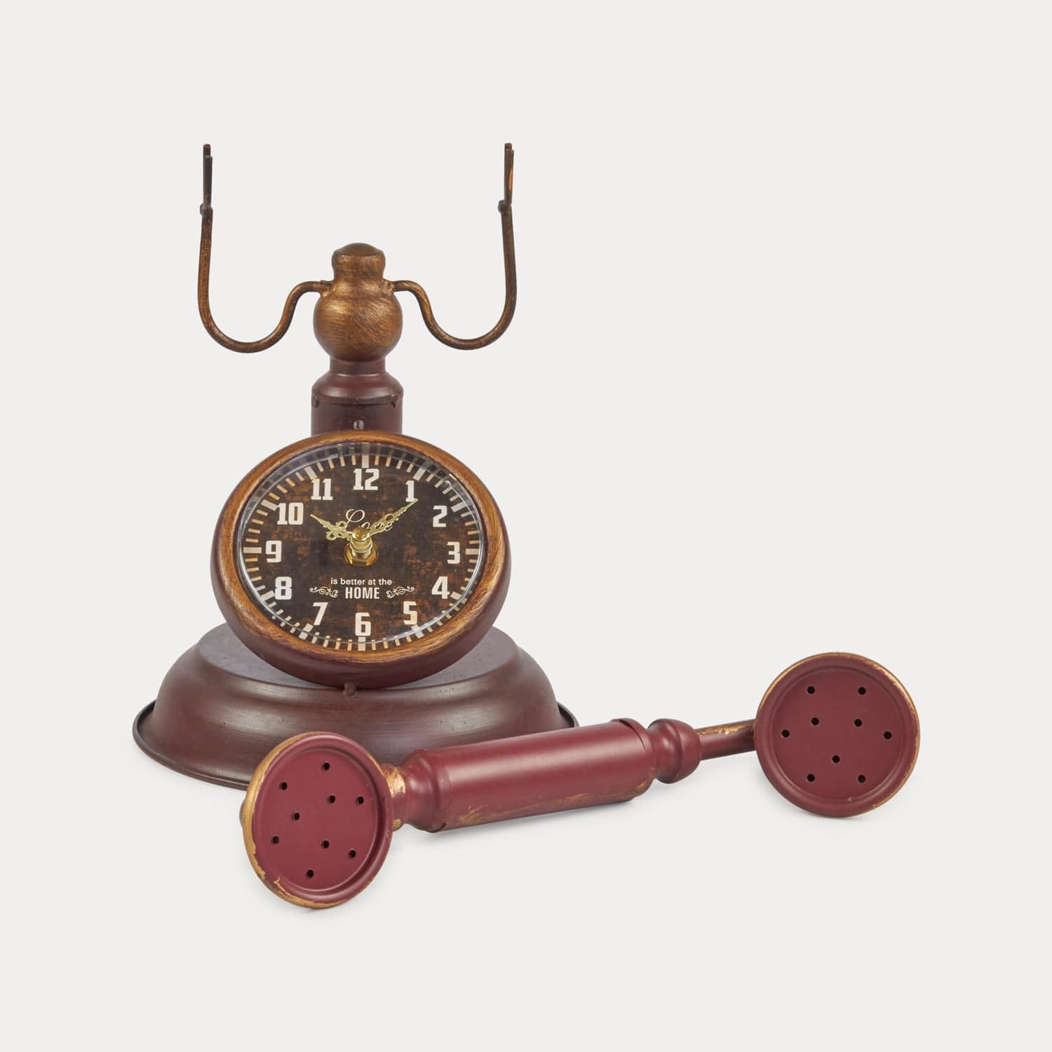 Red Butler Clock Telephone Clock DTTC00M10Y19A1 TTC10A1 Metal Telephone Clock – Unique Table Clock with Vintage Charm Redbutler