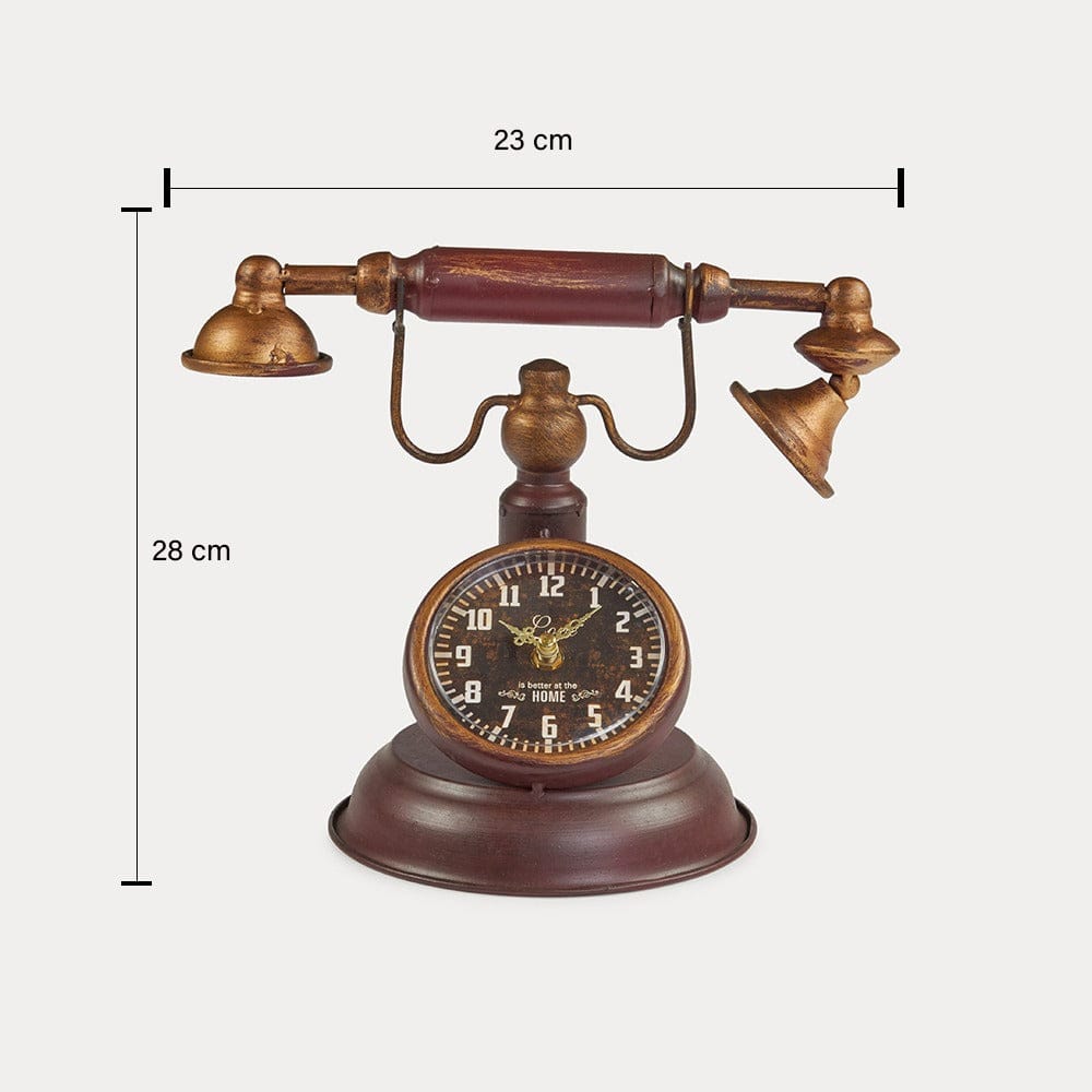 Red Butler Clock Telephone Clock DTTC00M10Y19A1 TTC10A1 Metal Telephone Clock – Unique Table Clock with Vintage Charm Redbutler