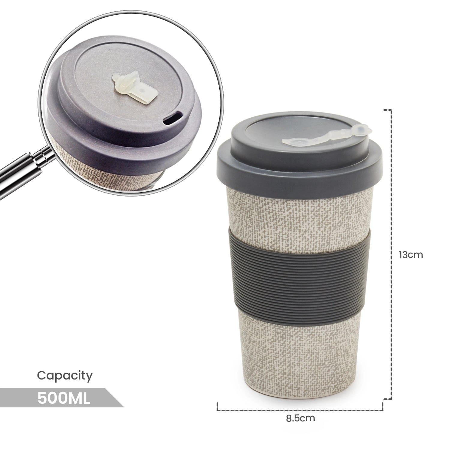 Red Butler Cups & Mugs Bamboo Fibre Travel Mug - Grey (500 ml) MBF14A2 Redbutler