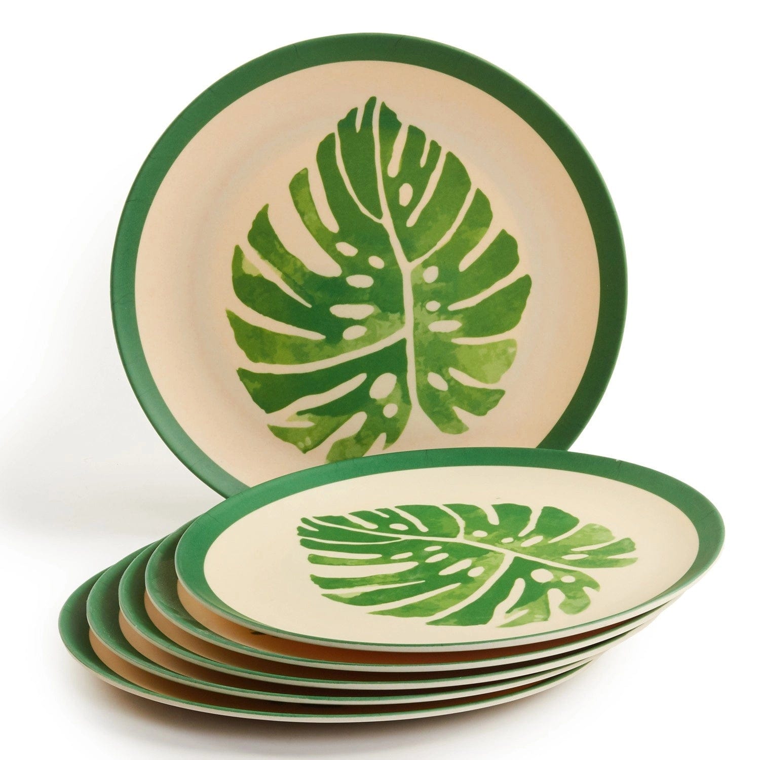 Red Butler Dinner Plates Bamboo Fibre Dinner Plates | 6pcs Set | Leaf Design BP11A1 Daily-Use Eco-Friendly Bamboo Fiber Dinner Plate Stylish & Sustainable Redbutler