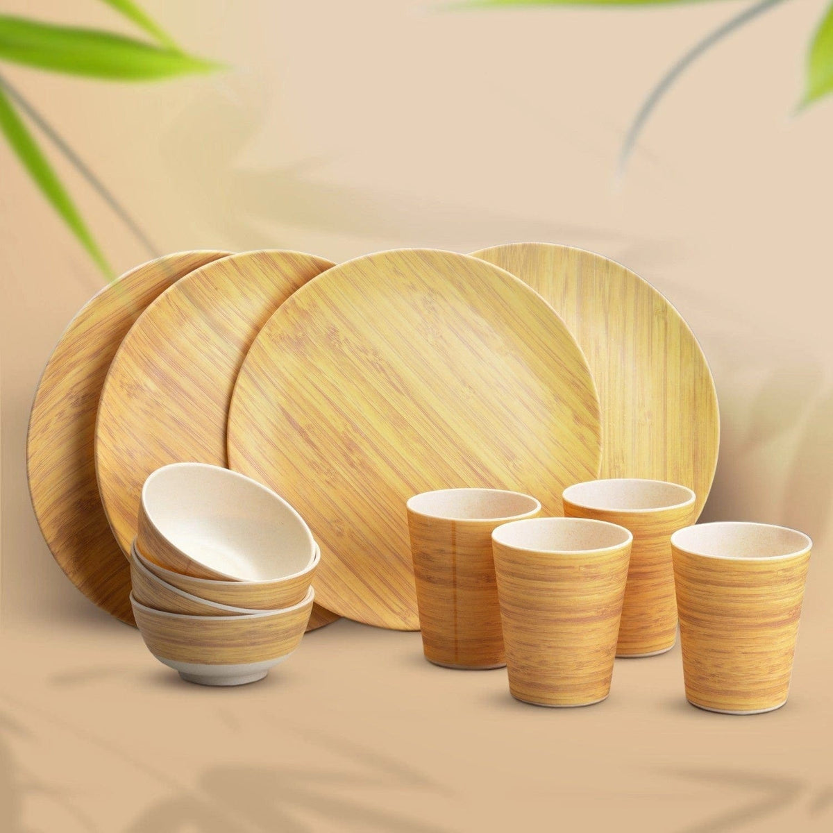 Bamboo dinnerware set hot sale