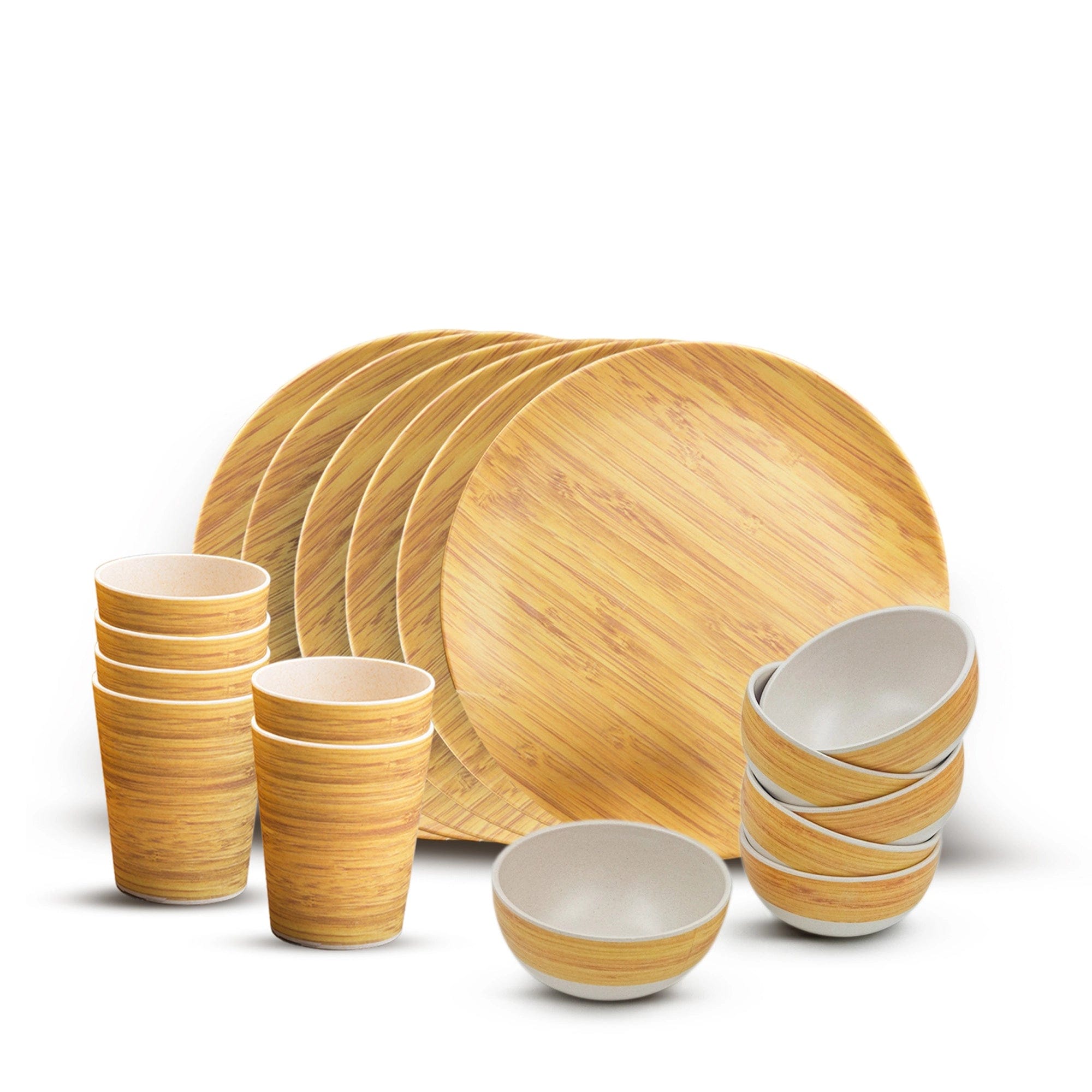 Red Butler Dinner Set Bamboo Fibre Dinner Set | 18pcs Set | Wooden Design BFD18A4 Redbutler