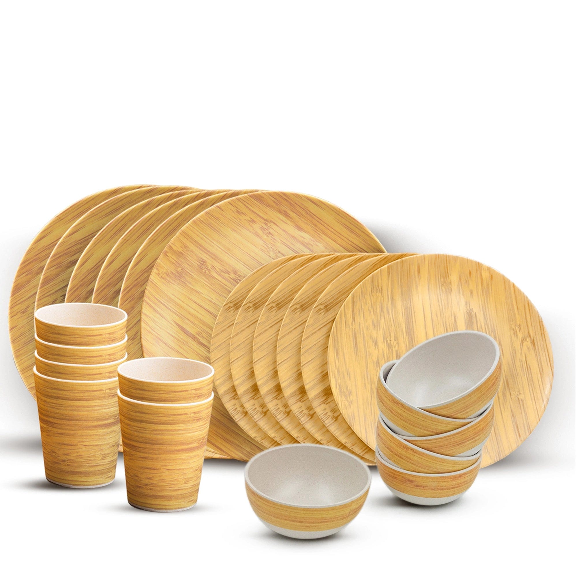 Red Butler Dinner Set Bamboo Fibre Dinner Set | 24pcs Set | Wooden Design BFD24A4 Redbutler