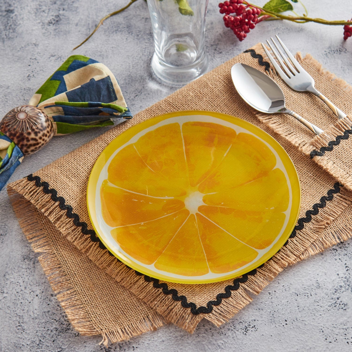 Red Butler Half Plates Designer Glass Snack Plate - Lemon | 6pcs set DDP20A1 Redbutler