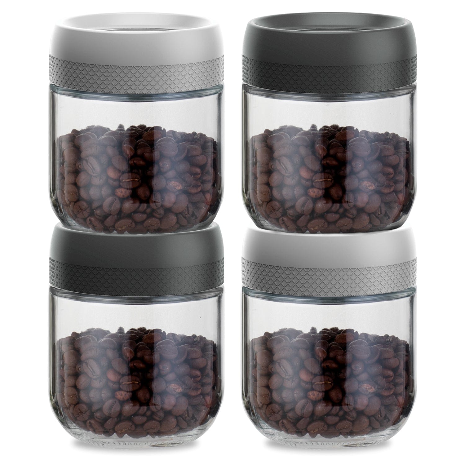 Red Butler Jars Magnifying  Glass Jars | 4pcs Set |350ml | Black & Grey QSGM35A4 Redbutler