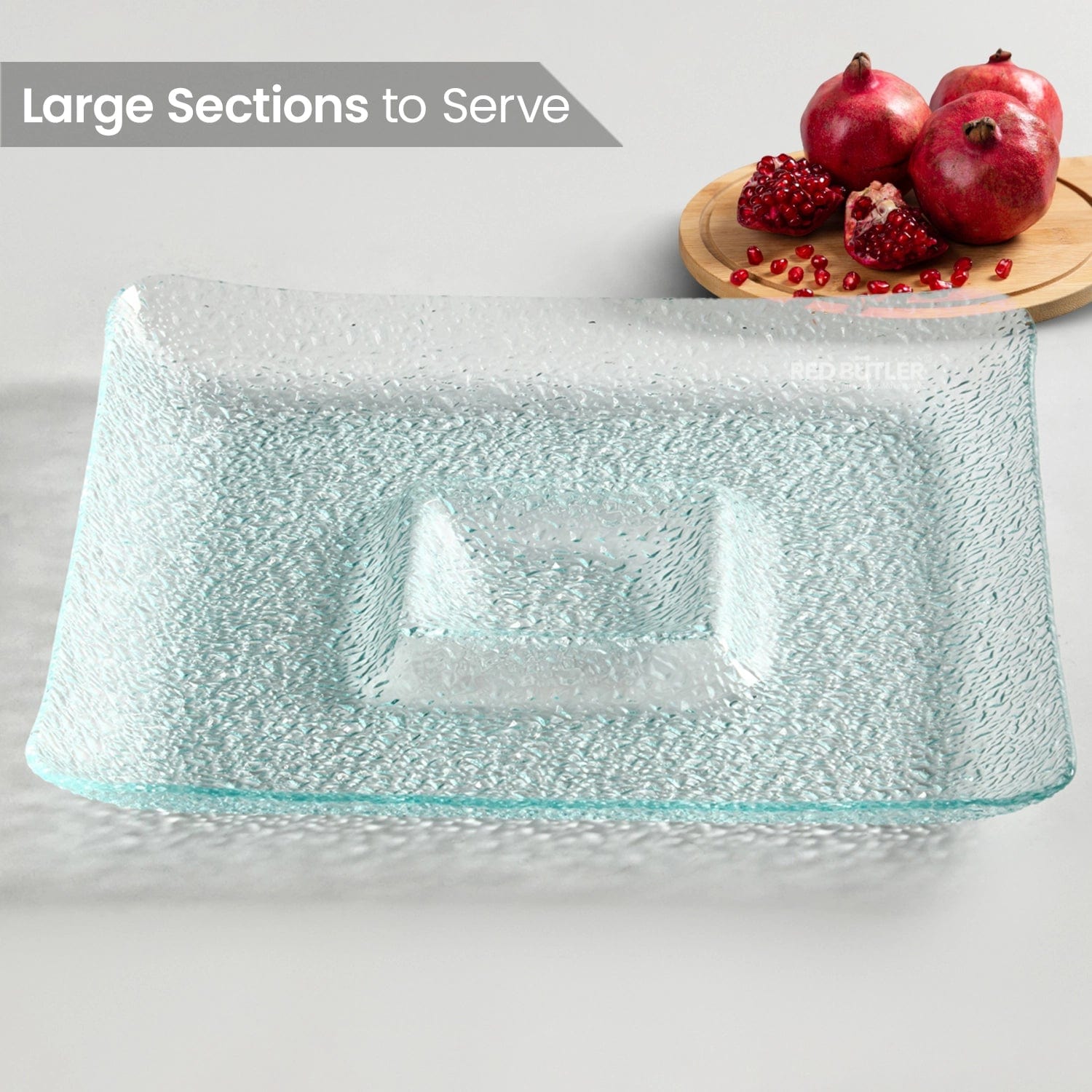 Red Butler Platter Glass Platter- Square Chip and Dip GCD27A1 Elegant Glass Platters for Stylish Serving | Versatile and Chic Tableware Redbutler