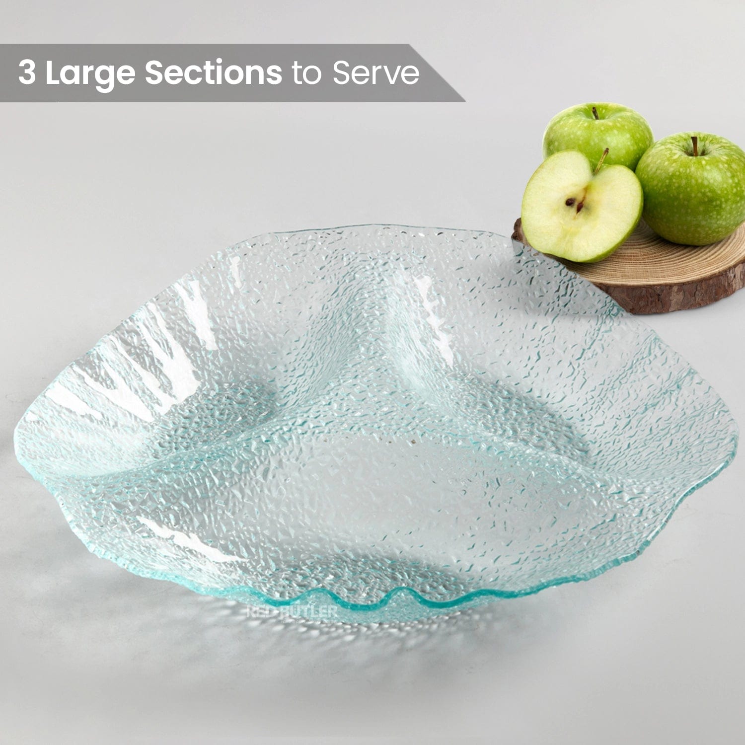 Red Butler Platter Glass Platter- Three Section GPS26A1 Elegant Glass Platters for Stylish Serving | Versatile and Chic Tableware Redbutler