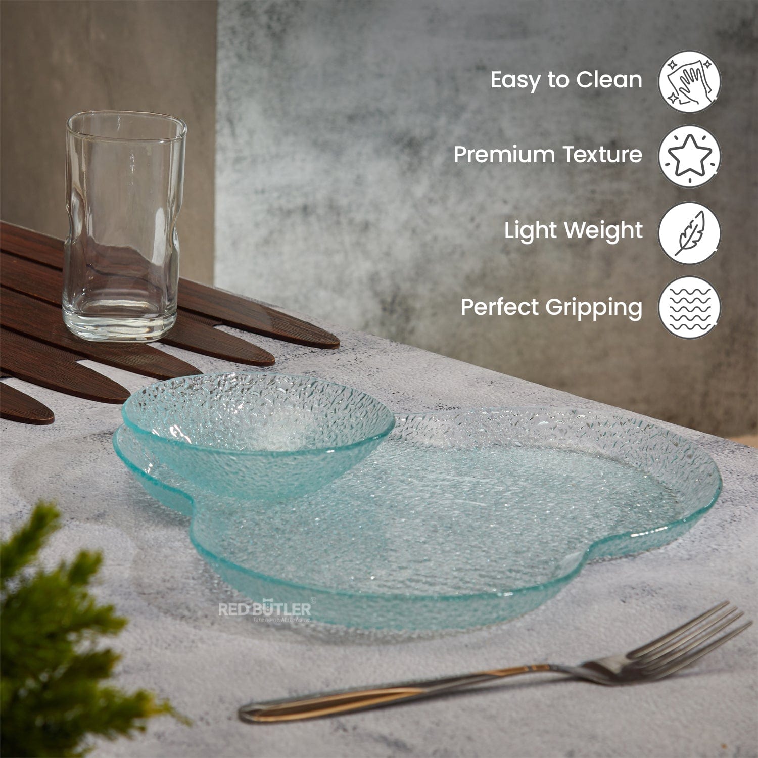 Red Butler Platter Glass Platter with Dip Bowl GCD26A1 Elegant Glass Platters with Bowl for Stylish Serving Chic Tableware Redbutler