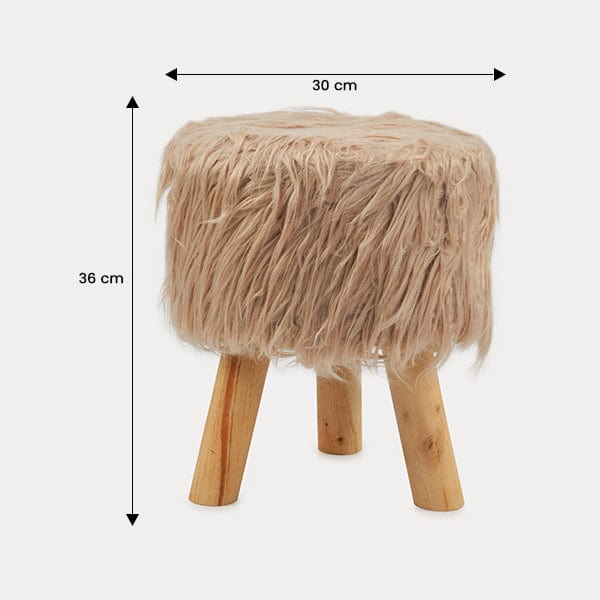 Red Butler Pouffe Farn top Pouffe- Beige PSFT00F14Y19A3 SFT14A3 Compact Velvet Pouffe Stool – Elegant Accent for Small Spaces Redbutler