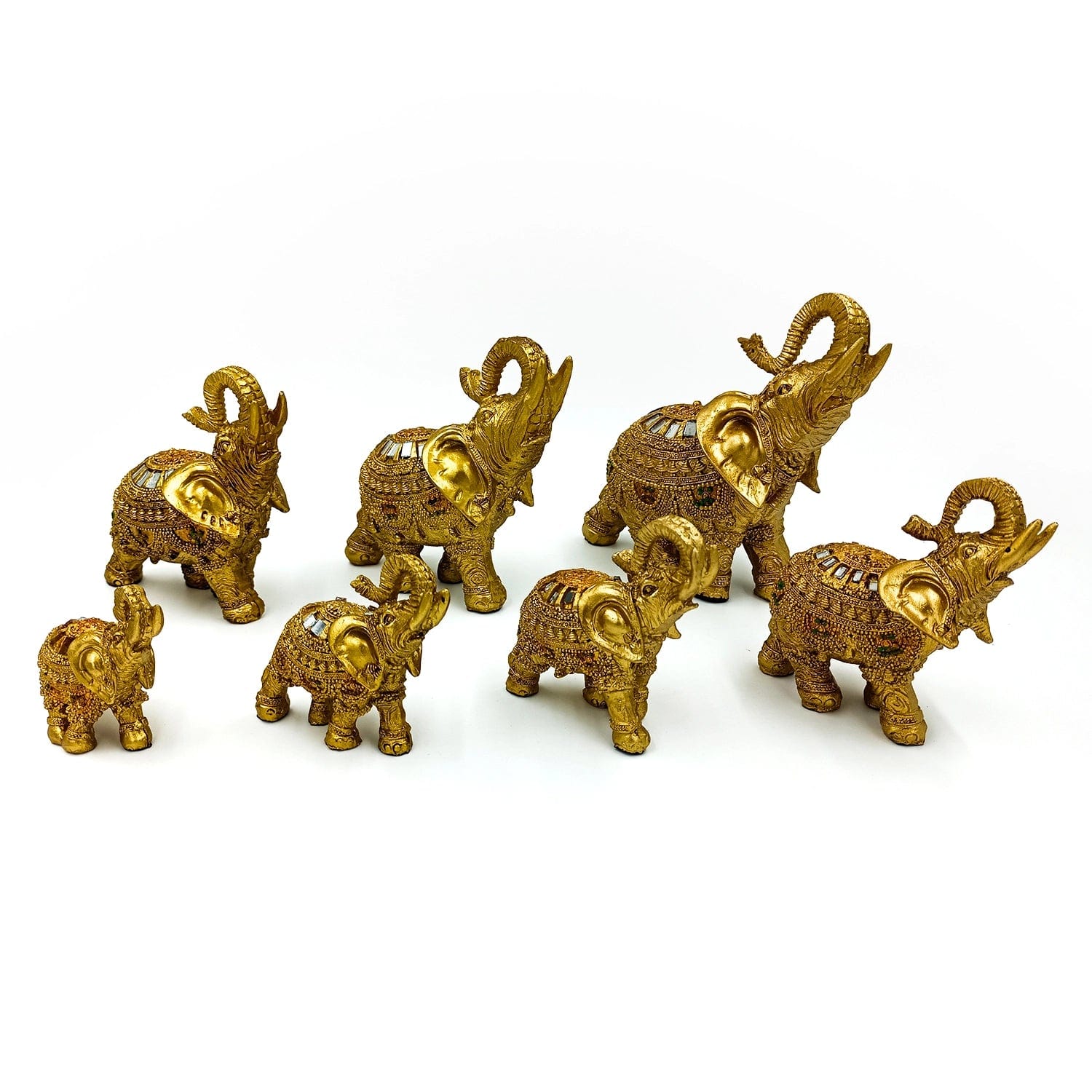 Red Butler Showpieces Fleet of Elephants AAFO00R06Y19A1 AFO06A1 Fleet of Elephants Set – Radiant Elegance for Your Space | Animal figurine showpieces Redbutler