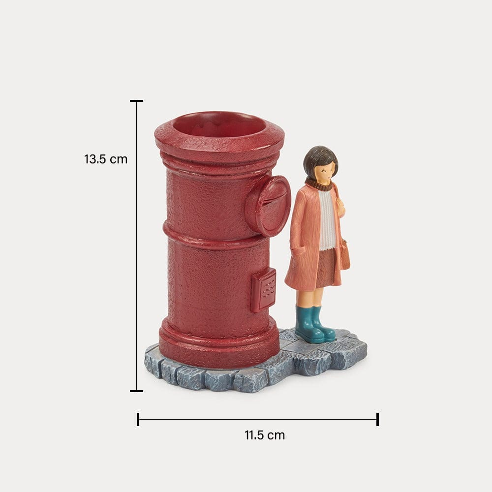 Red Butler Showpieces Girl & the Pen stand DSGP00R06Y18A1 AGP06A1 Post Box Pen Holder – Utility Meets Whimsy for Your Desk Redbutler