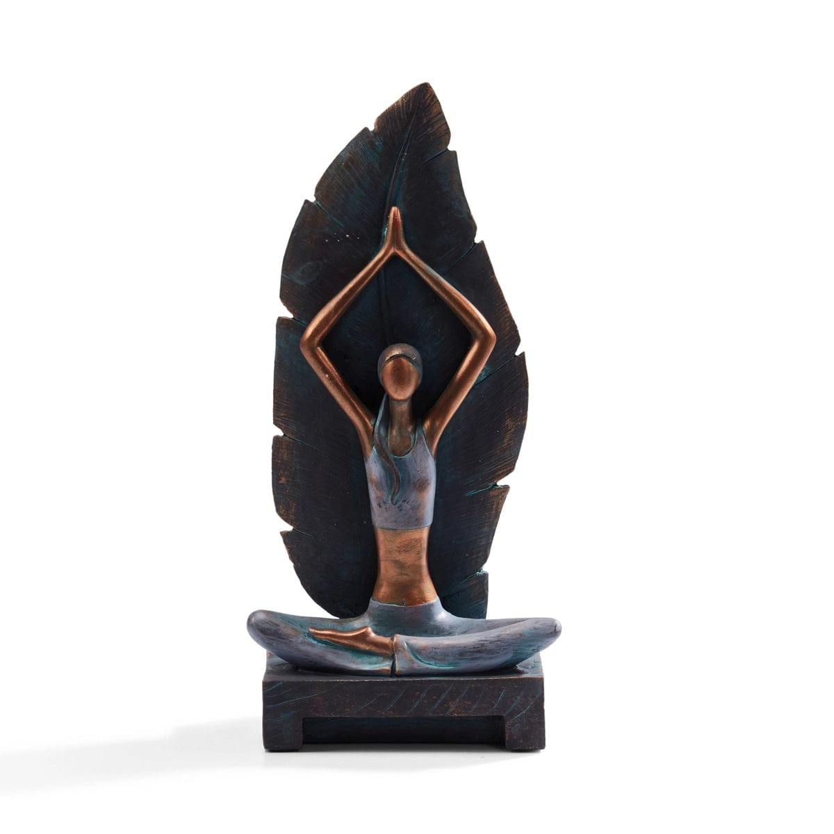 Red Butler Showpieces Yoga Girl with Leaf AGYG00R13Y19A2 GYG13A2 Nature-Inspired Yoga Showpiece – Elegance in Dark Bronze Redbutler