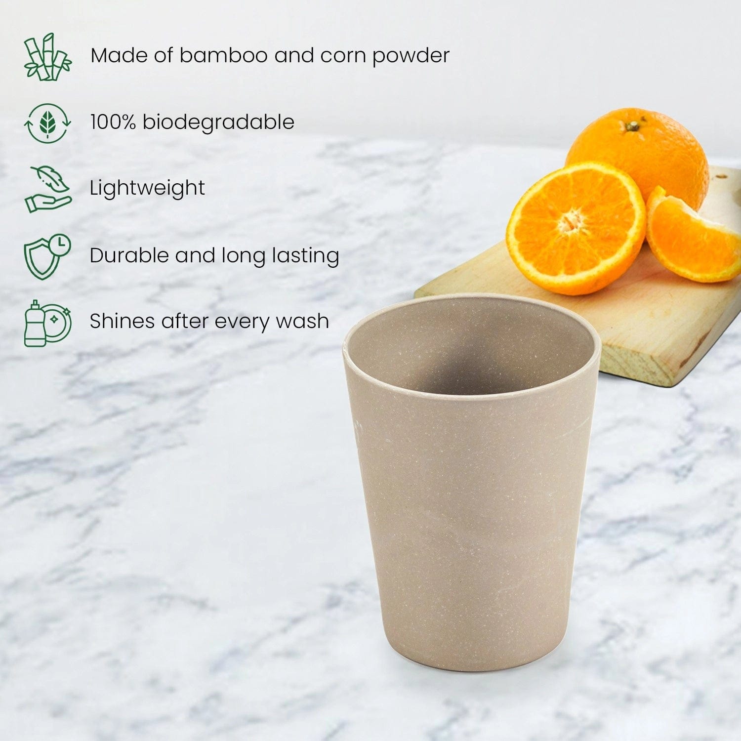 Red Butler Tumblers Bamboo Fibre Tumblers 380ml  | 4pcs Set | Cement Design BFG38A7 Daily-Use Eco-Friendly Bamboo Fiber Tumbler: Stylish & Sustainable Redbutler